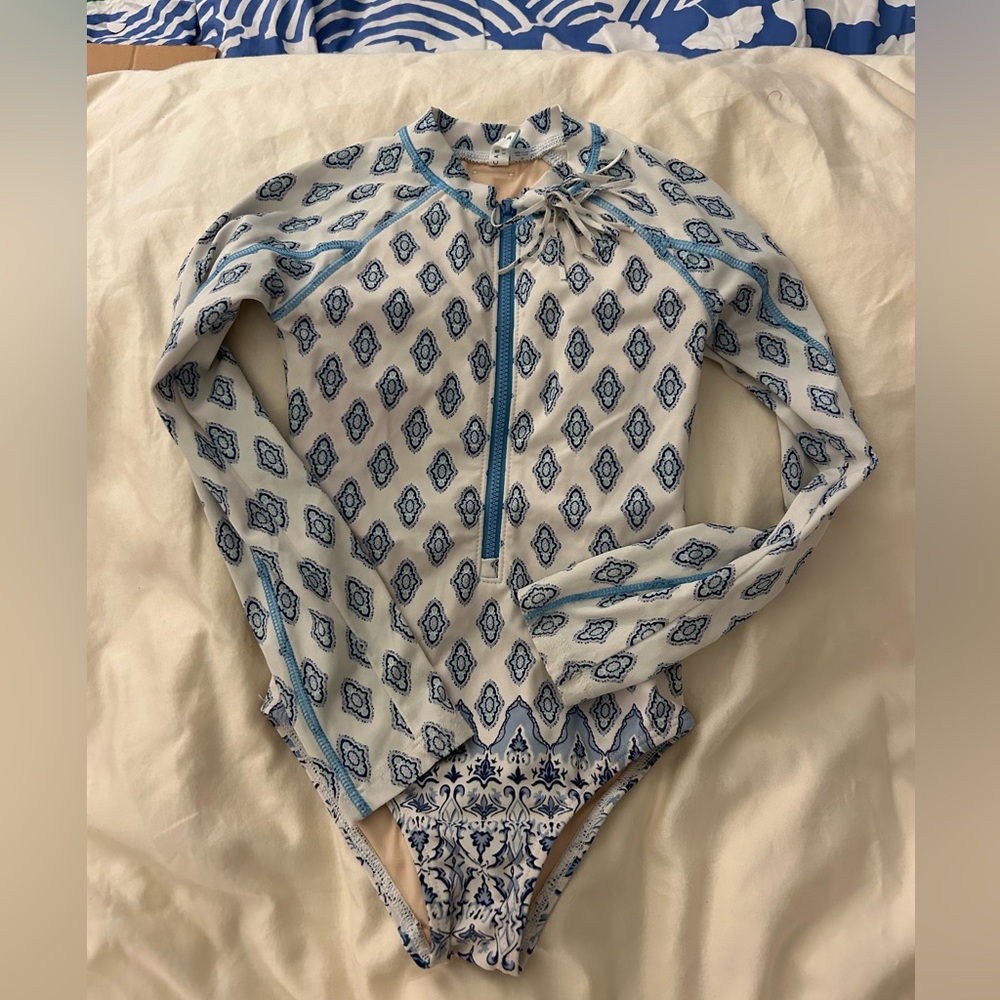 Cabana life adorable kids swimsuit with long sleeve and zipper